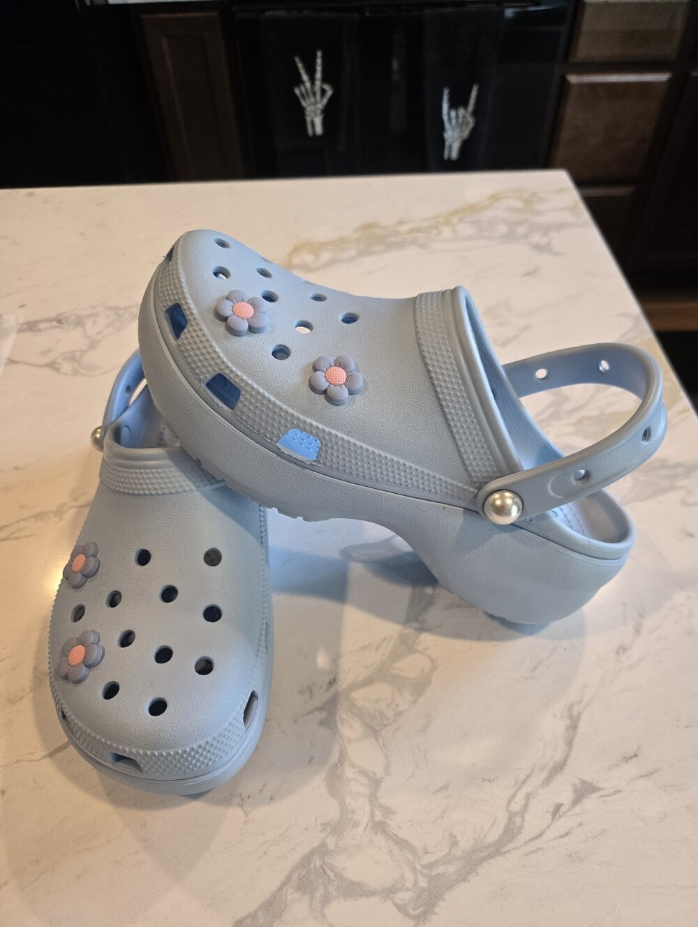 CROCS Light Blue Classic Platform Clog. Womens Size 9